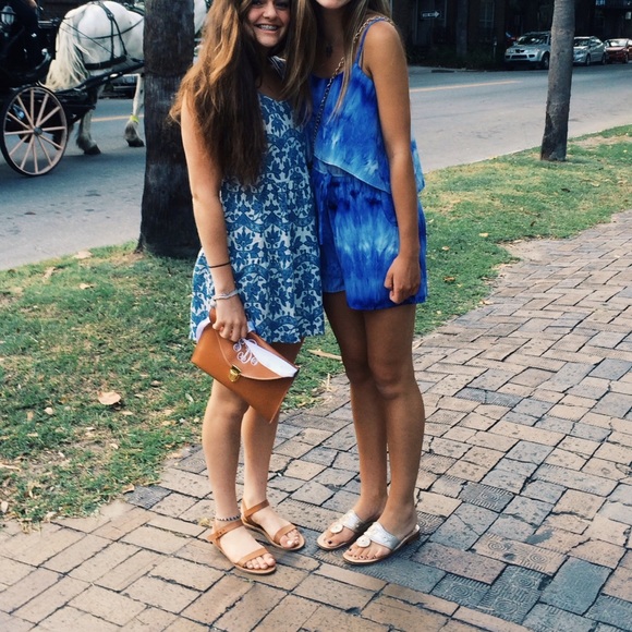 Blue and White floral print tank top dress