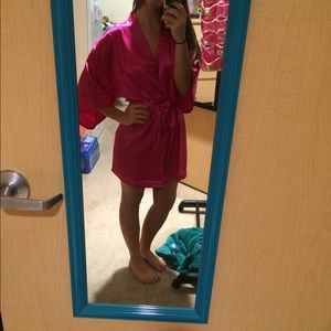 Hot pink silk robe
