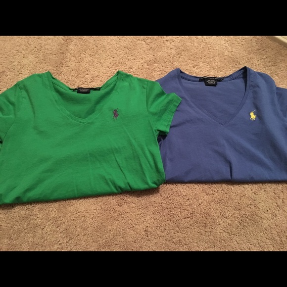 Green and blue polo shirts