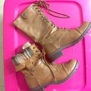 Brown combat boots