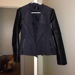 Suede jacket with leather sleeves