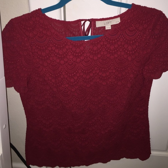 Scalloped red blouse