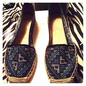 Franco Sarto Worn 3 times blue tribal canvas
