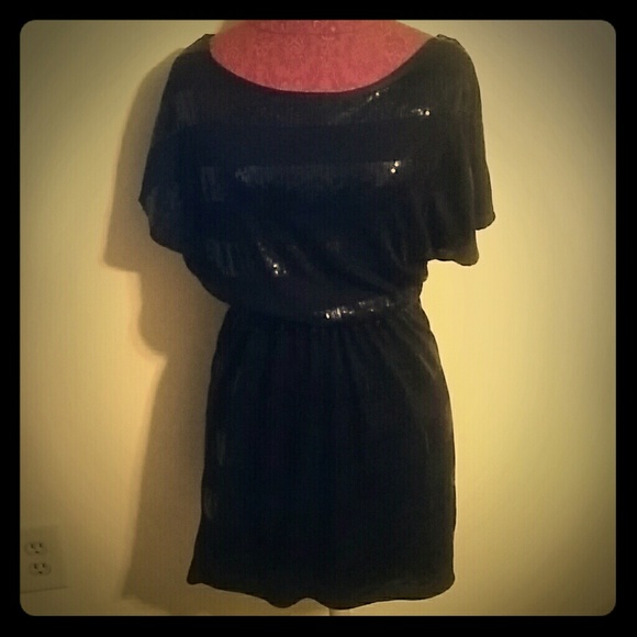 Black sequin and cotton dress