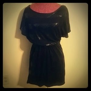 Black sequin and cotton dress