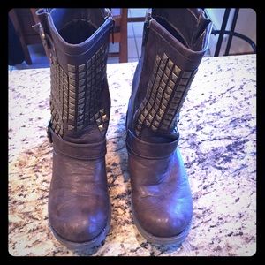 Brown studded boots