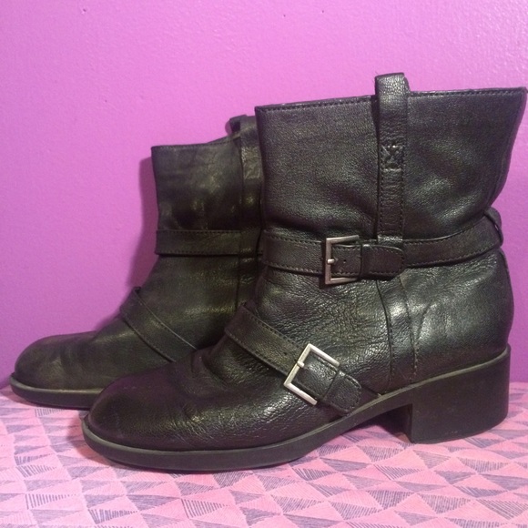 Cole Haan Black Leather Short Moto Boots Nike Air