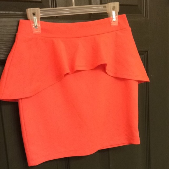 Coral Peplum Skirt