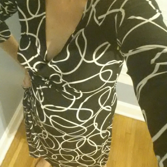 Pretty Black & White Wrap Dress