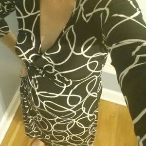 Pretty Black & White Wrap Dress
