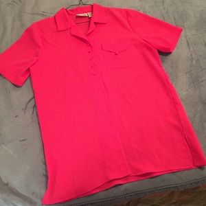 Dressy Pink Blouse w/ Pocket & Buttons