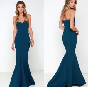 Lulu's Sorella Navy Blue Strapless Maxi Dress