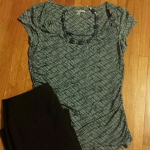 Two tone blue on blue top