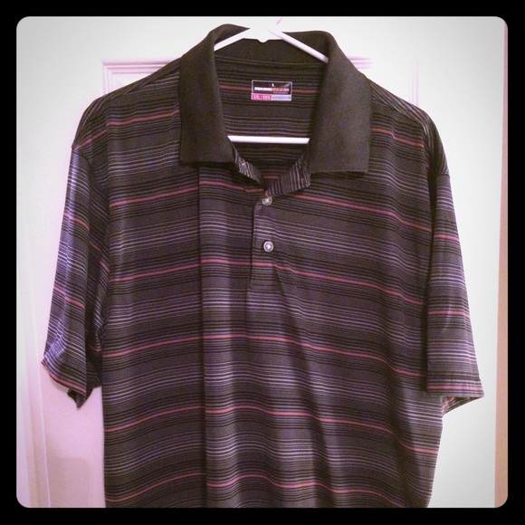 Kohls Black Polo red pinstripe