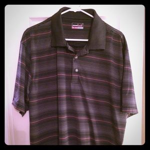 Kohls Black Polo red pinstripe