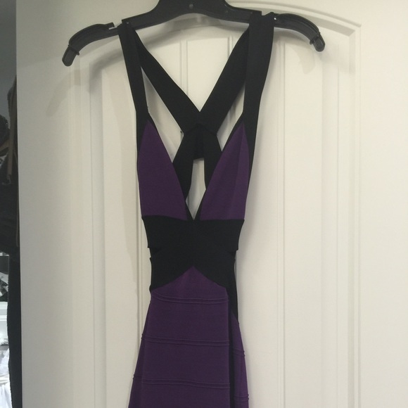 Purple and black body con dress