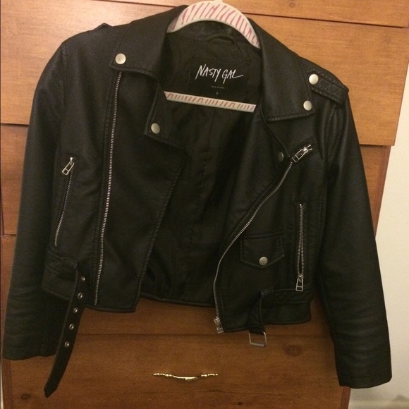 Nasty Gal vegan leather moto zip crop jacket