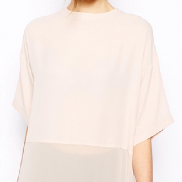 Cream longline asos shirt