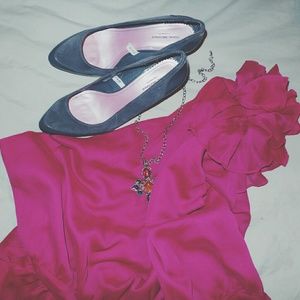 ASOS Pink Crepe One Shoulder Knee Length Dress