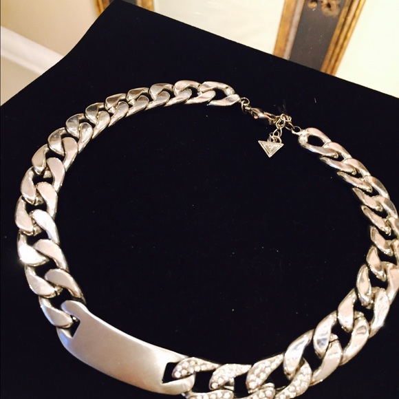Guess brushed silver toned link necklace