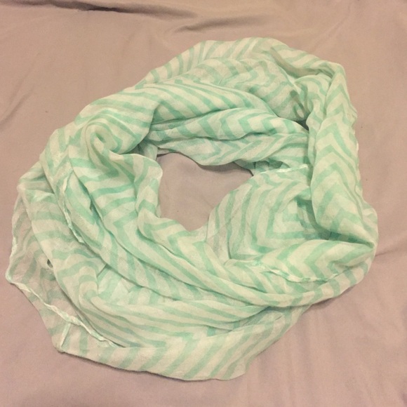 Mint and White Chevron Infinity Scarf - Picture 1 of 2