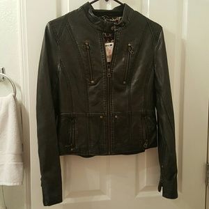 Leather charcoal  jacket
