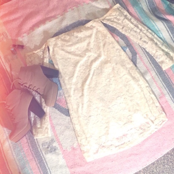 Tobi off the shoulder lace dress