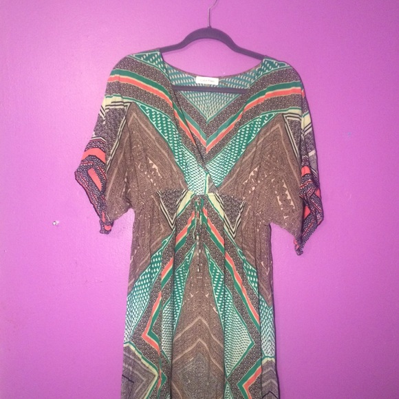 Calvin Klein Kimono Sleeve Maxi Dress Geometric XL