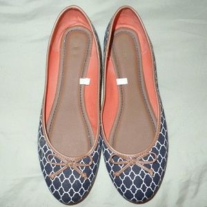 Navy Trellis Merona Flats with Faux Leather Trim