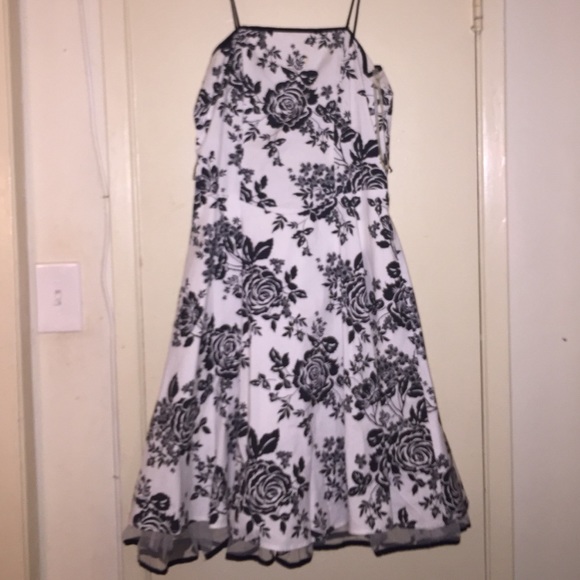 Black roses white base dress