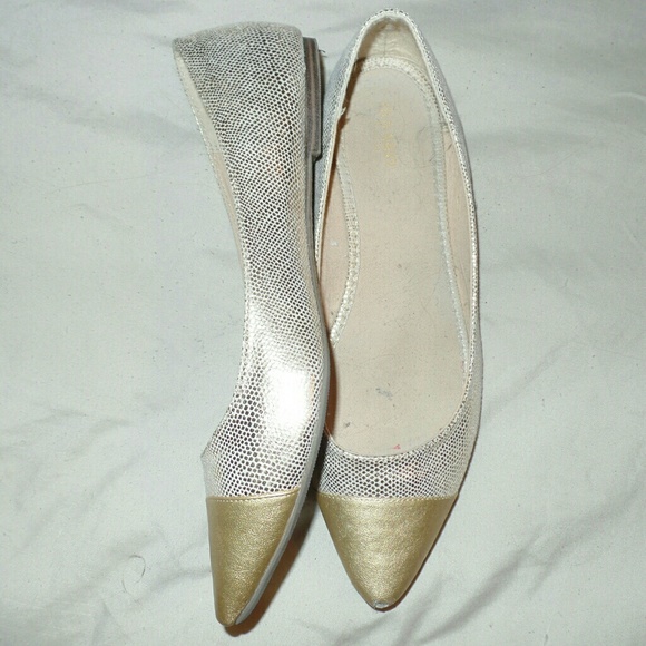 Gold Snake Print Flats