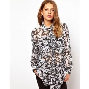 American Apparel Illustrated Cat Oversized Shirt