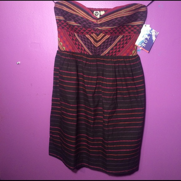 Roxy Strapless Ethnic Tribal Dress Cover Up Short