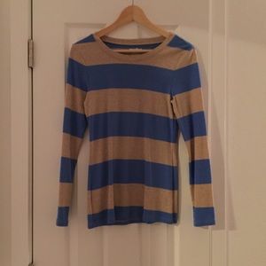 Blue and cream striped shirt