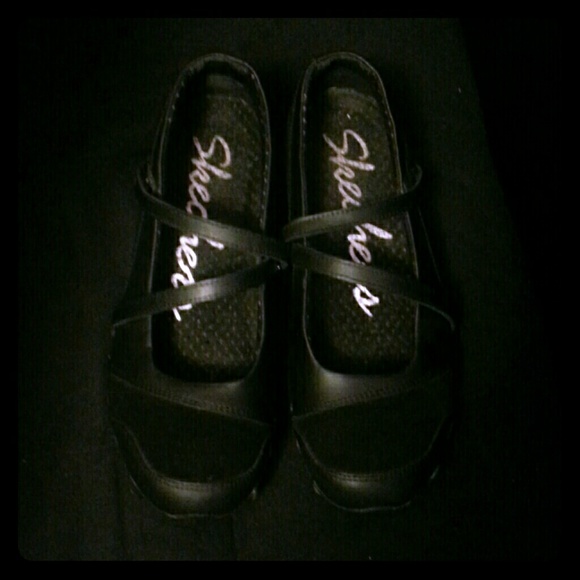 Black Sketchers biker step up size 7 flats shoes