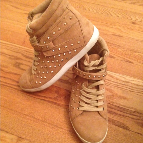 Forever 21 Tan, Studded, Suede Sneakers