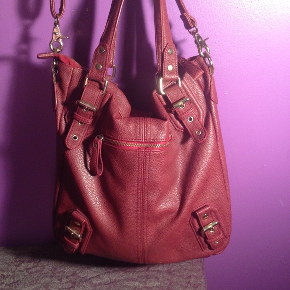 Urban Outfitters Red Vegan Leather Purse Hobo Zip