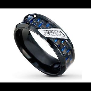 Wedding Band 1/20 cttw Diamonds Stainless Steel