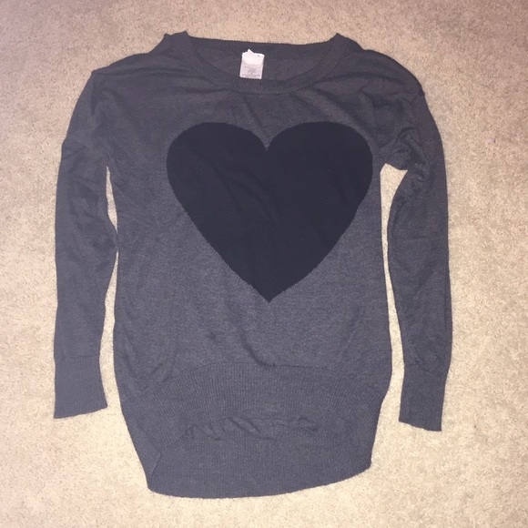 Grey w/black heart sweater