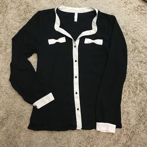 Black Blouse with Cream Bows