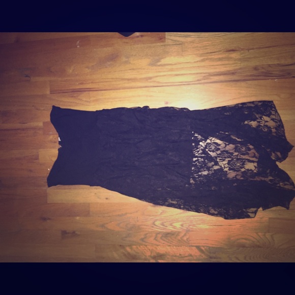 Black high-low lace dress