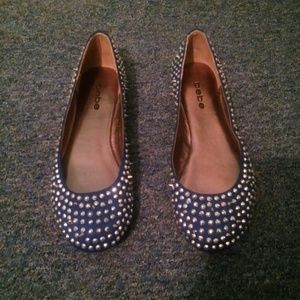 Blue Bebe studded flats