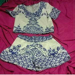 Porcelain co-ord set/ two piece romper