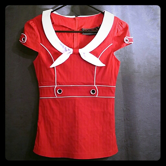 Sold VOODOO VIXEN Pinup red sailor top size small
