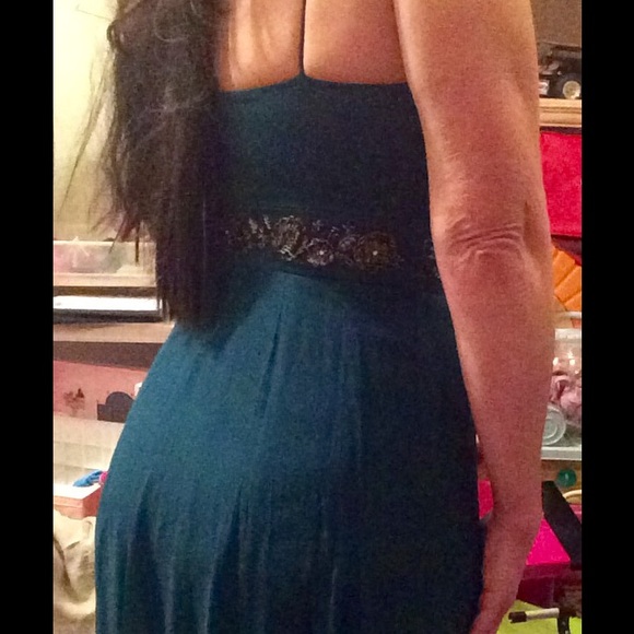 Beautiful teal/aquamarine hand sewn beading. - Picture 3 of 4