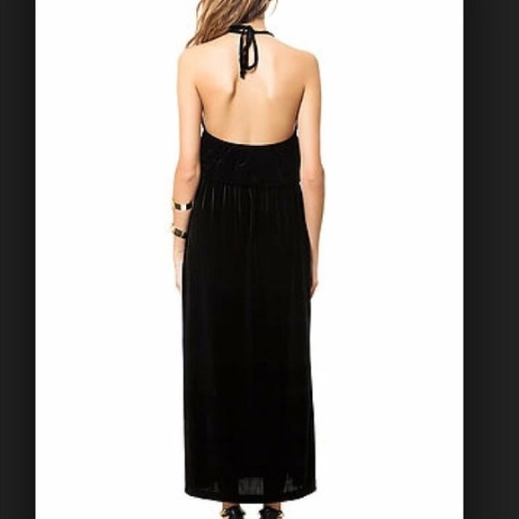 Black Velter Halter Maxi Dress - Picture 2 of 3