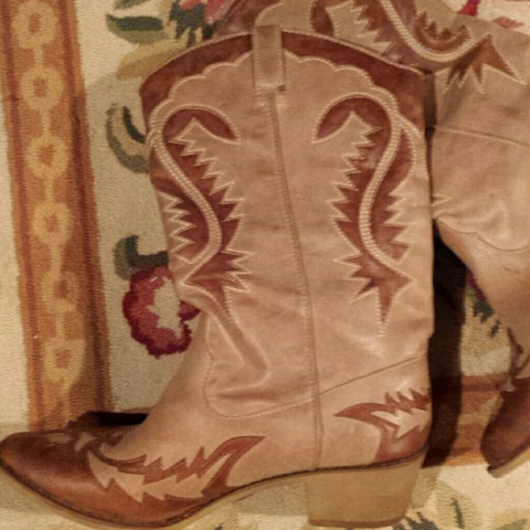 Two tone Tan Cowboy Cowgirl Boots 10M - Picture 4 of 4