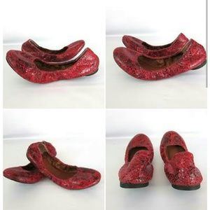 NWOT Lucky Brand Red Snake Skin flats