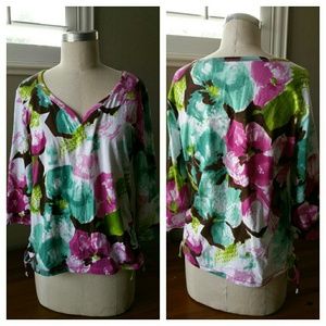 Caribbean Print 3/4 Sleeve Tee