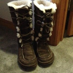 Ugg boots lace up. Chocolate brown